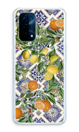 Blue tiles, lemons and oranges