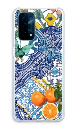 Blue tiles and oranges