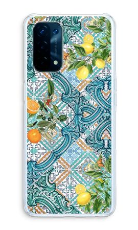 Blue tiles, lemons and oranges