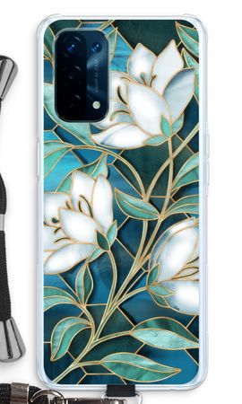 Blauwe glas-in-lood bloemen