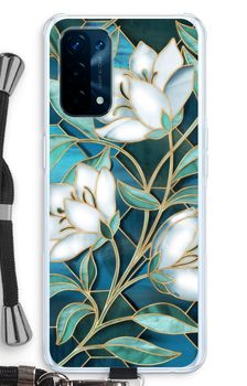 Blue stained glass flowers