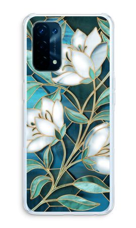 Blue stained glass flowers