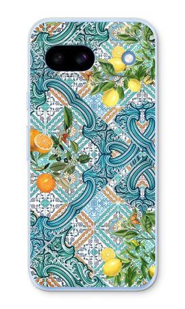 Blue tiles, lemons and oranges