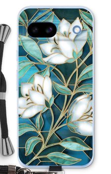 Blue stained glass flowers