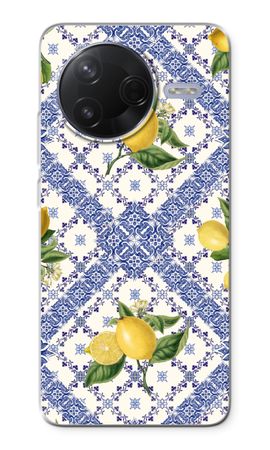 Blaue Fliesen und Zitronen