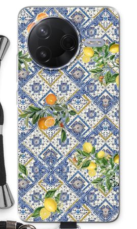 Blue tiles, lemons and oranges - small