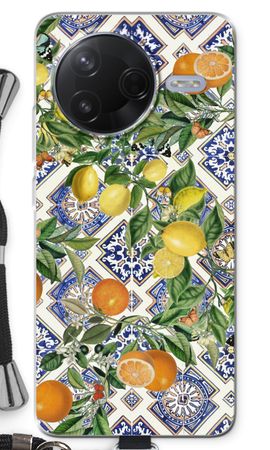 Blue tiles, lemons and oranges