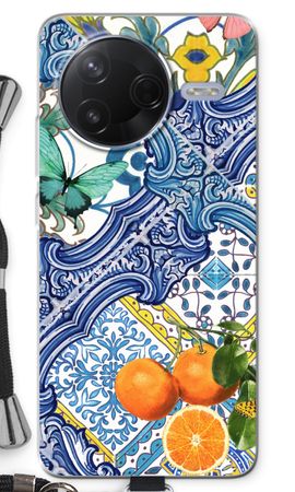 Blue tiles and oranges