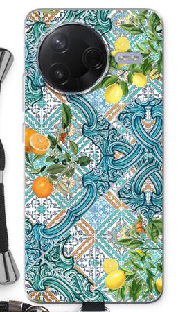 Blue tiles, lemons and oranges