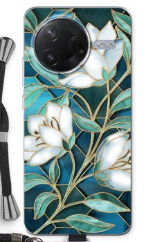 Blauwe glas-in-lood bloemen