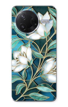 Flores azules de vidriera