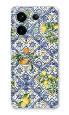 Blue tiles, lemons and oranges - small