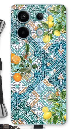 Blue tiles, lemons and oranges