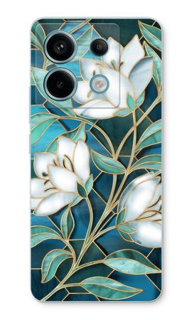 Blue stained glass flowers