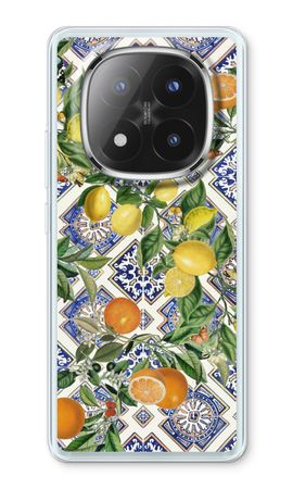 Blue tiles, lemons and oranges