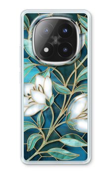 Blaue Glasmalerei Blumen