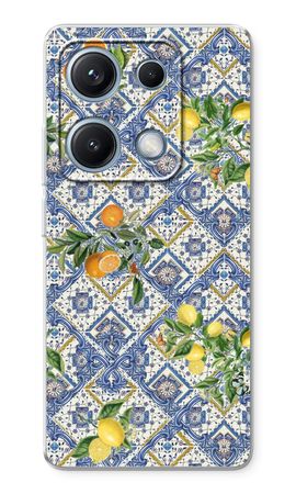 Blue tiles, lemons and oranges - small