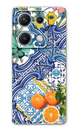 Blue tiles and oranges