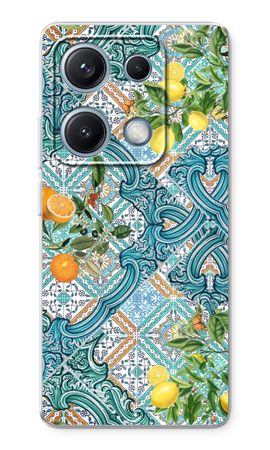 Blue tiles, lemons and oranges