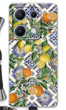 Blue tiles, lemons and oranges