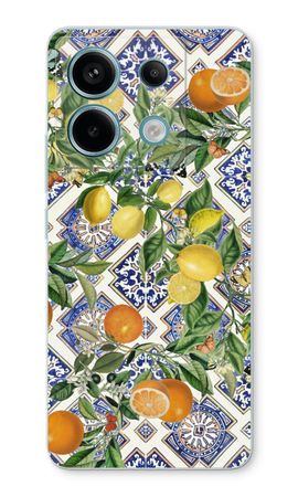 Blue tiles, lemons and oranges