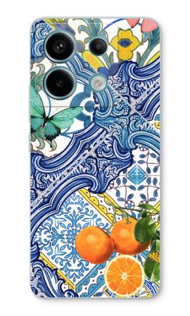 Blue tiles and oranges