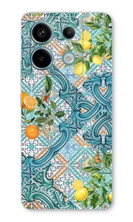 Blue tiles, lemons and oranges
