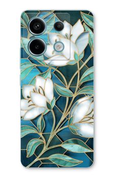 Blaue Glasmalerei Blumen