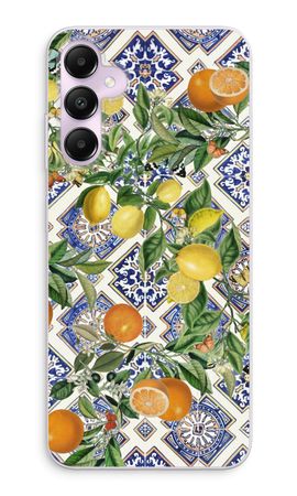 Blue tiles, lemons and oranges