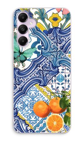 Blue tiles and oranges