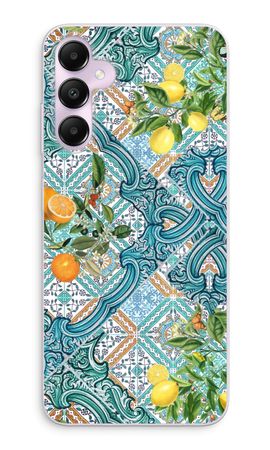 Blue tiles, lemons and oranges