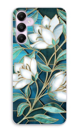 Blue stained glass flowers