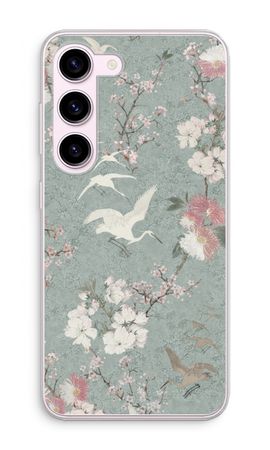 Japanese crane birds blossom