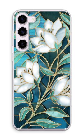 Blue stained glass flowers