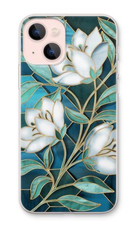 Blue stained glass flowers