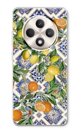 Blue tiles, lemons and oranges