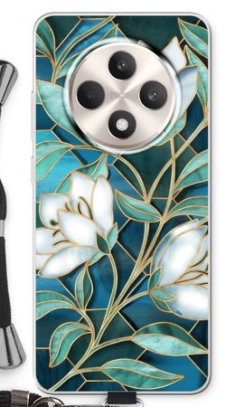 Blaue Glasmalerei Blumen