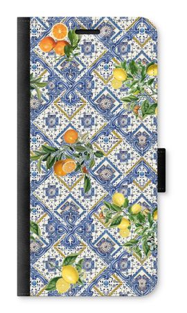 Blue tiles, lemons and oranges - small