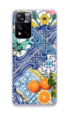 Blue tiles and oranges