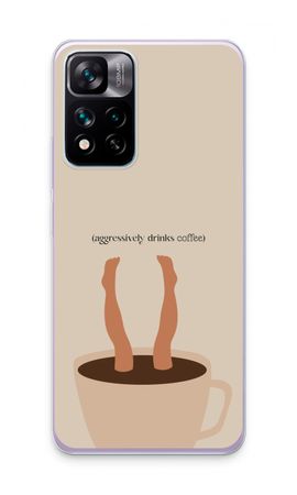 Aggressively drinks coffee