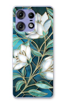 Blue stained glass flowers