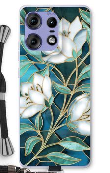 Blue stained glass flowers