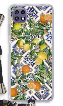 Blue tiles, lemons and oranges