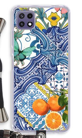 Blue tiles and oranges