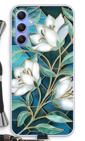 Blue stained glass flowers