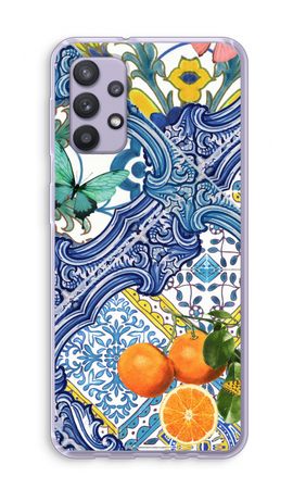 Blue tiles and oranges