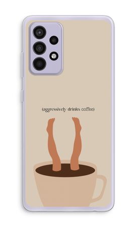 Aggressively drinks coffee