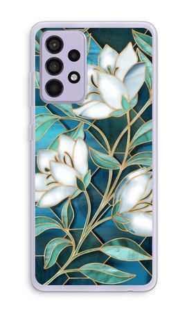 Blue stained glass flowers