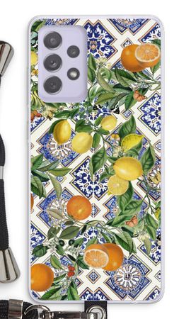 Piastrelle blu, limoni e arance