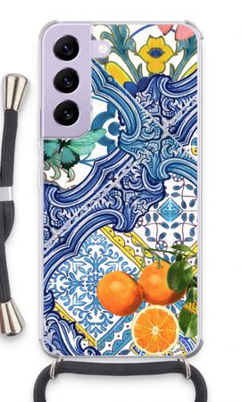 Blue tiles and oranges